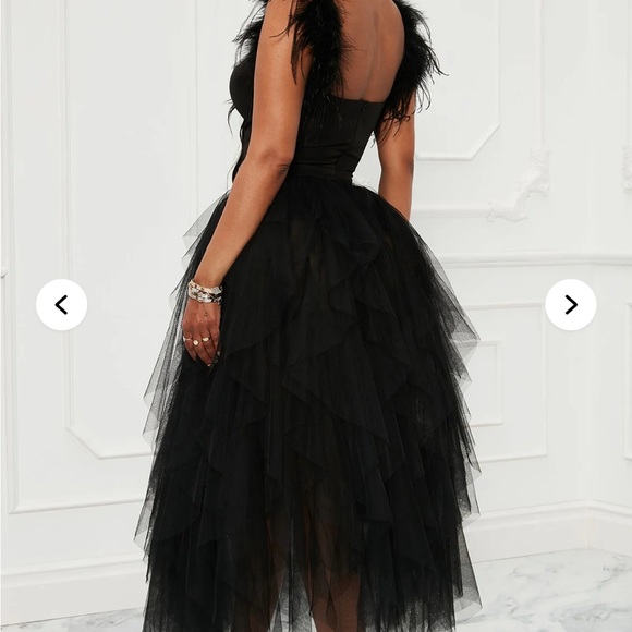 NWT FASHION NOVA Elegant Black Ruffled Dress - Picture 2 of 6